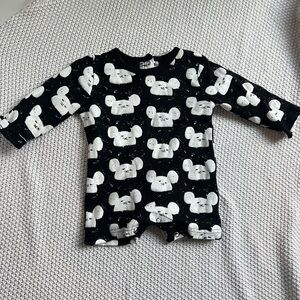 Modern Burlap Baby Mickey Hat Long Sleeve Shorts Romper 12-18 M Disney Baby